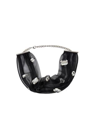 Allover Crystal Embroidery Tulle Choker In Black DAVID KOMA | PF25DKCHOKER02BLACKSILVER